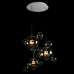 Люстра подвесная с прозрачными бирюзовыми стеклянными шарами и круглым основанием 3 лампы Giopato & Coombes варинант исполнения - 4 | Loft Concept в Ульяновске
