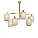 Люстра потолочная с абажурами из металлической сетки Loft Grid Pendant Gold варинант исполнения - 1 | Loft Concept в Ульяновске