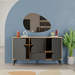 Комод цвета древесины с 3-мя дверцами и выдвижным ящиком темно-серого цвета SPARK CONSOLE OAK ANTHRACITE варинант исполнения - 2 | Loft Concept в Ульяновске