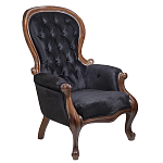 Кресло с мягкой обивкой из черного велюра на 4-х деревянных ножках Evelyn Classical Armchair варинант исполнения - 1 | Loft Concept в Ульяновске