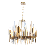 Люстра с вертикальными стеклянными элементами и металлическим каркасом цвета Латунь Vertical Glass варинант исполнения - 1 | Loft Concept в Ульяновске