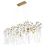 Люстра подвесная прямоугольная с бронзовыми акцентами и прозрачными стеклянными каплями Droplet Chandelier варинант исполнения - 3 | Loft Concept в Ульяновске