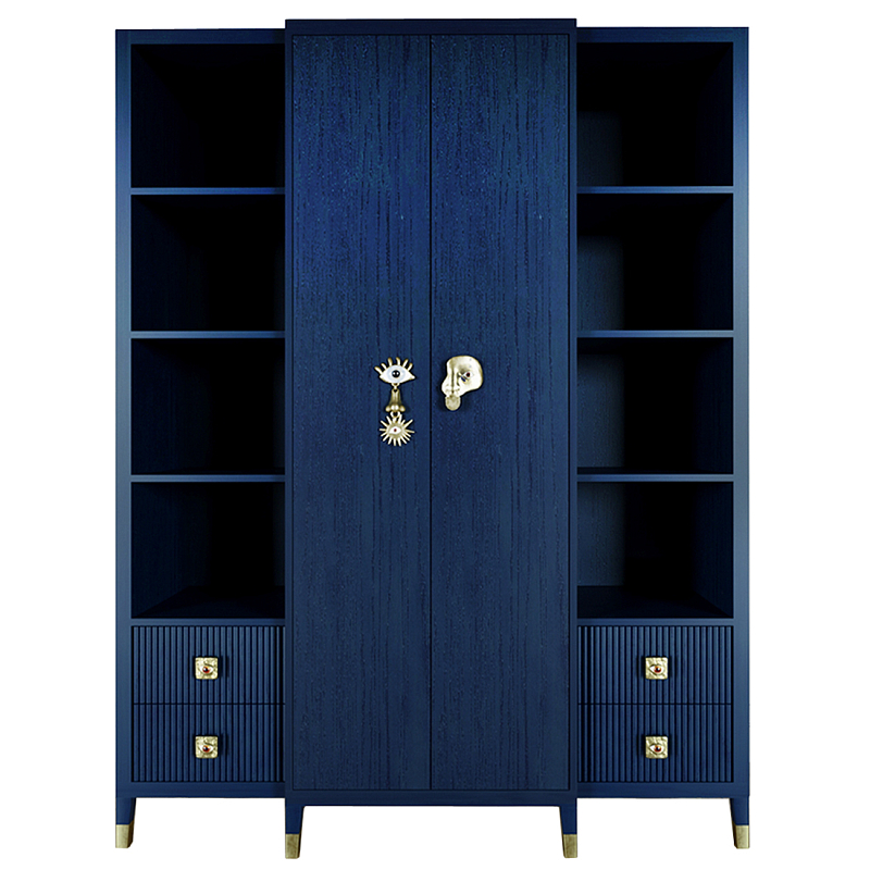 Большой шкаф с витриной Elsa Dreams Blue Синий Золотой в Ульяновске | Loft Concept 