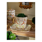 Кашпо с растительным и животным орнаментом на бронзовых ножках Turquoise Blooming Garden варинант исполнения - 6 | Loft Concept в Ульяновске