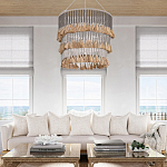 Люстра трехъярусная с декором из круглых деревянных бусин с кисточками Gray Brown Wooden Beads Chandelier варинант исполнения - 5 | Loft Concept в Ульяновске