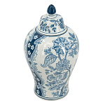 Ваза с крышкой и голубым цветочным рисунком на белом фоне Blue & White Ornament варинант исполнения - 1 | Loft Concept в Ульяновске