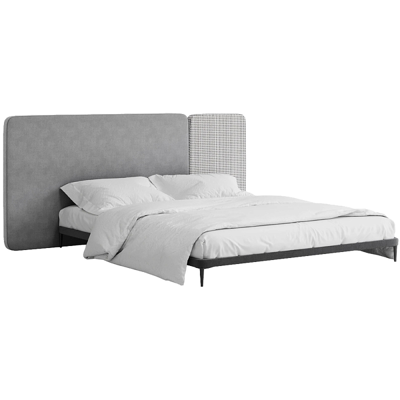 Кровать с большим мягким изголовьем Unity Grey Bed Серый Темно-серый Кровать с большим мягким изголовьем Unity Grey Bed Серый Темно-серый в Ульяновске | Loft Concept