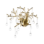 Бра в форме ветвей деревьев золотого цвета с прозрачными подвесками-каплями Droplet Bra варинант исполнения - 3 | Loft Concept в Ульяновске