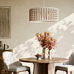 Люстра в форме цилиндра с вставками из деревянных бусин Wooden Beads варинант исполнения - 5 | Loft Concept в Ульяновске