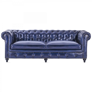 Диван Честерфилд синяя натуральная кожа