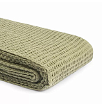 Плед из шерсти зеленого цвета с бахромой Waffle Comfort варинант исполнения - 3 | Loft Concept в Ульяновске