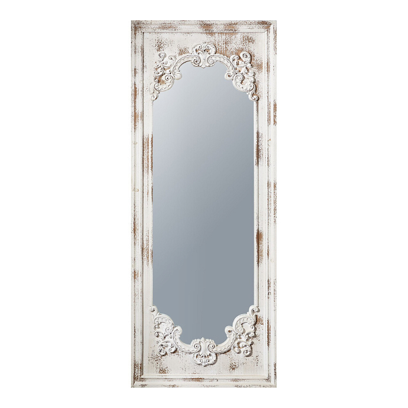 Зеркало настенное с деревянной рамой в винтажном исполнении Palace Baroque Белый Бежевый в Ульяновске | Loft Concept 