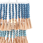 Подвесной светильник двухъярусный с декором из круглых деревянных бусин с кисточками Blue Wooden Beads Chandelier варинант исполнения - 1 | Loft Concept в Ульяновске