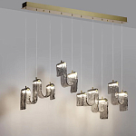 Подвесной светильник линейный с плафонами волнистой формы из фактурного стекла Big Wave варинант исполнения - 4 | Loft Concept в Ульяновске