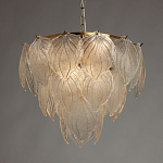 Люстра на цепи с прозрачными стеклянными подвесками в виде листьев Textured Glass Chandelier варинант исполнения - 3 | Loft Concept в Ульяновске