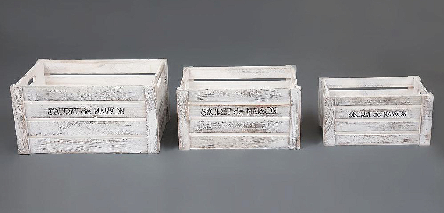 Набор из трёх ящиков Set of three antique white boxes  - Loft-Concept в Ульяновске