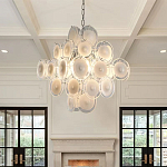 Люстра  с каскадом из круглых декоративных элементов  White Clear Glass Chandelier варинант исполнения - 4 | Loft Concept в Ульяновске