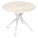 Стол обеденный с круглой столешницей из керамики на четырех белых ножках Sand Ceramics варинант исполнения - 3 | Loft Concept в Ульяновске