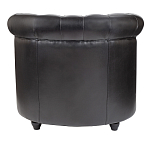 Кресло кожаное с мягкими подлокотниками на 4-х деревянных ножках Logan Leather Armchair black варинант исполнения - 3 | Loft Concept в Ульяновске