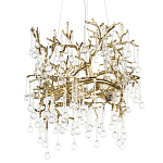 Подвесная люстра в виде ветвей деревьев золотого цвета с прозрачными подвесками-каплями 8 и 14 ламп Droplet Chandelier варинант исполнения - 1 | Loft Concept в Ульяновске