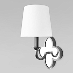 Бра с белым текстильным абажуром и декоративным основанием в виде четырехлистника с зеркальной вставкой Vitorino варинант исполнения - 8 | Loft Concept в Ульяновске