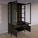 Витрина Primo со стеклянными фасадами и буфетом шпон Темный орех варинант исполнения - 4 | Loft Concept в Ульяновске