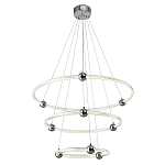 Люстра подвесная трехъярусная c плафонами в виде колец Lighting Rings Silver варинант исполнения - 1 | Loft Concept в Ульяновске