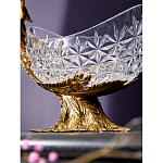 Чаша из прозрачного стекла на бронзовой подставке в виде павлина с рельефным хвостом Eden Garden варинант исполнения - 5 | Loft Concept в Ульяновске