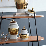 Ваза белая с крышкой и золотистыми фрагментами Chinoiserie Ceramics варинант исполнения - 2 | Loft Concept в Ульяновске