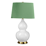 Настольная лампа с белым фигурным основанием на латунном основании и зеленым тканевым конусным абажуром Elstead Lighting варинант исполнения - 1 | Loft Concept в Ульяновске