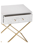 Приставной столик с выдвижным ящиком  White Table Carved Pattern варинант исполнения - 2 | Loft Concept в Ульяновске