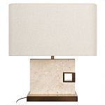 Настольная лампа с прямоугольным основанием из натурального камня c тканевым абажуром Lapis Tiburtinus варинант исполнения - 1 | Loft Concept в Ульяновске