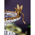 Ваза из прозрачного стекла на бронзовой подставке с ободком и ручками в виде стрекоз Eden Garden варинант исполнения - 3 | Loft Concept в Ульяновске