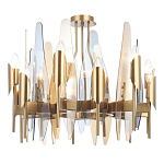 Люстра с вертикальными стеклянными элементами и металлическим каркасом цвета Латунь Vertical Glass варинант исполнения - 2 | Loft Concept в Ульяновске