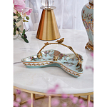 Блюдо из голубого фарфора с бронзовой ручкой в виде ветки Blue Garden варинант исполнения - 3 | Loft Concept в Ульяновске