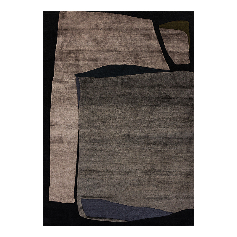 Ковер шелк Manhattan Wool Silk Carpet III Черный Серый Бежевый в Ульяновске | Loft Concept 