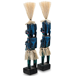 Комплект из 2-х деревянных статуэток Asmat Straw Headdress Statuettes Blue Red варинант исполнения - 2 | Loft Concept в Ульяновске