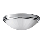 Потолочный светильник для ванных комнат цвета хром с белым матовым ребристым плафоном в форме полусферы Feiss варинант исполнения - 1 | Loft Concept в Ульяновске