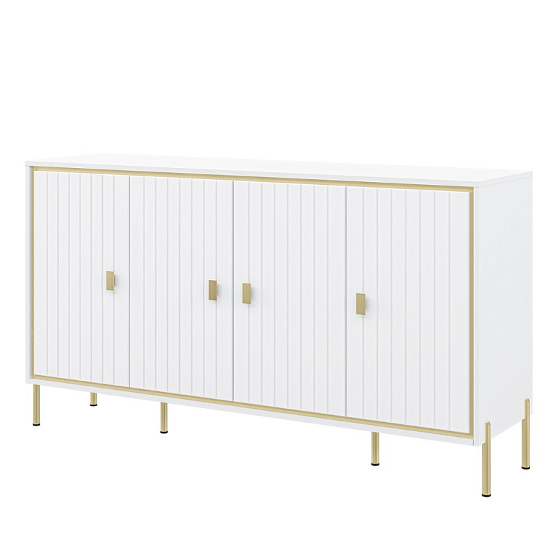 Консоль четырёхдверная с полками Antique Order Белый Золотой в Ульяновске | Loft Concept 