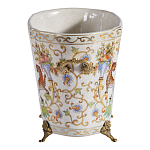 Кашпо с растительным и животным орнаментом на бронзовых ножках Turquoise Blooming Garden варинант исполнения - 3 | Loft Concept в Ульяновске