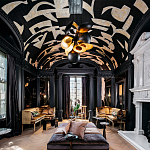 Обои ручная роспись в стиле Арт-деко Symphony Original colourway on Flint silk dupion варинант исполнения - 1 | Loft Concept в Ульяновске