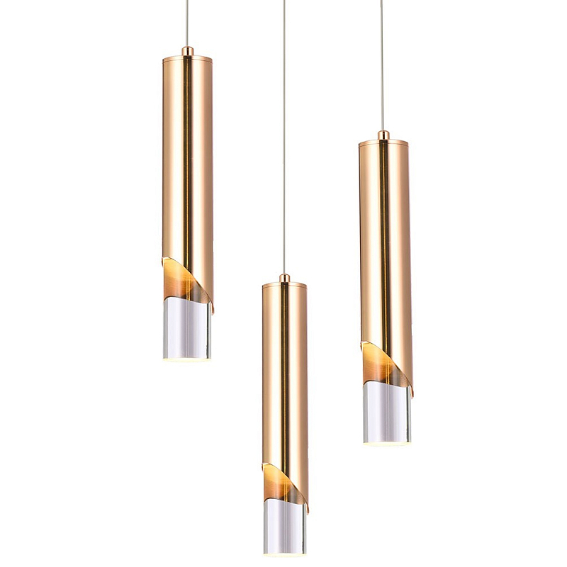 Подвесной светильник Metal Acrylic Tube Trio Gold Hanging Lamp Золотой Прозрачный Подвесной светильник Metal Acrylic Tube Trio Gold Hanging Lamp Золотой Прозрачный в Ульяновске | Loft Concept