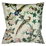 Подушка декоративная с изображением птицы в саду Beige Chinoiserie Birds in the Rose Garden Cushion варинант исполнения - 1 | Loft Concept в Ульяновске
