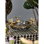 Блюдо черного цвета из фрафора на бронзовых ножках в виде стрекоз Eden Garden варинант исполнения - 3 | Loft Concept в Ульяновске