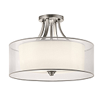 Потолочный светильник с двойным цилиндрическим плафоном из белого стекла и прозрачной органзы Kichler варинант исполнения - 12 | Loft Concept в Ульяновске