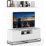 ТВ-тумба белая с  2-мя дверцами и ящиком Strict Lines варинант исполнения - 5 | Loft Concept в Ульяновске