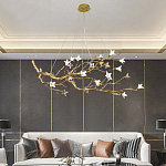 Люстра в виде золотой ветки с цветами Glass Flower Pendant Light варинант исполнения - 4 | Loft Concept в Ульяновске