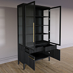 Витрина Primo со стеклянными фасадами и буфетом шпон Черный дуб варинант исполнения - 4 | Loft Concept в Ульяновске