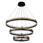 Люстра подвесная с тремя кольцами черного и золотого цвета Ring Horizontal варинант исполнения - 1 | Loft Concept в Ульяновске