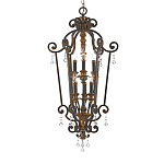 Люстра бронзового цвета с 6-ю лампами и стеклянными подвесками в классическом стиле Quoizel варинант исполнения - 1 | Loft Concept в Ульяновске